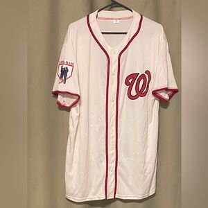 Washington Nationals Nats On Base Baseball Jersey #8 White Red Adult Large